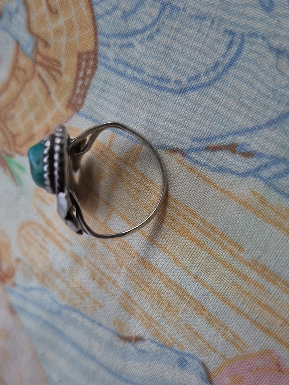 🌙Vintage Navajo Sterling Silver Turquoise & Coral Statement Ring